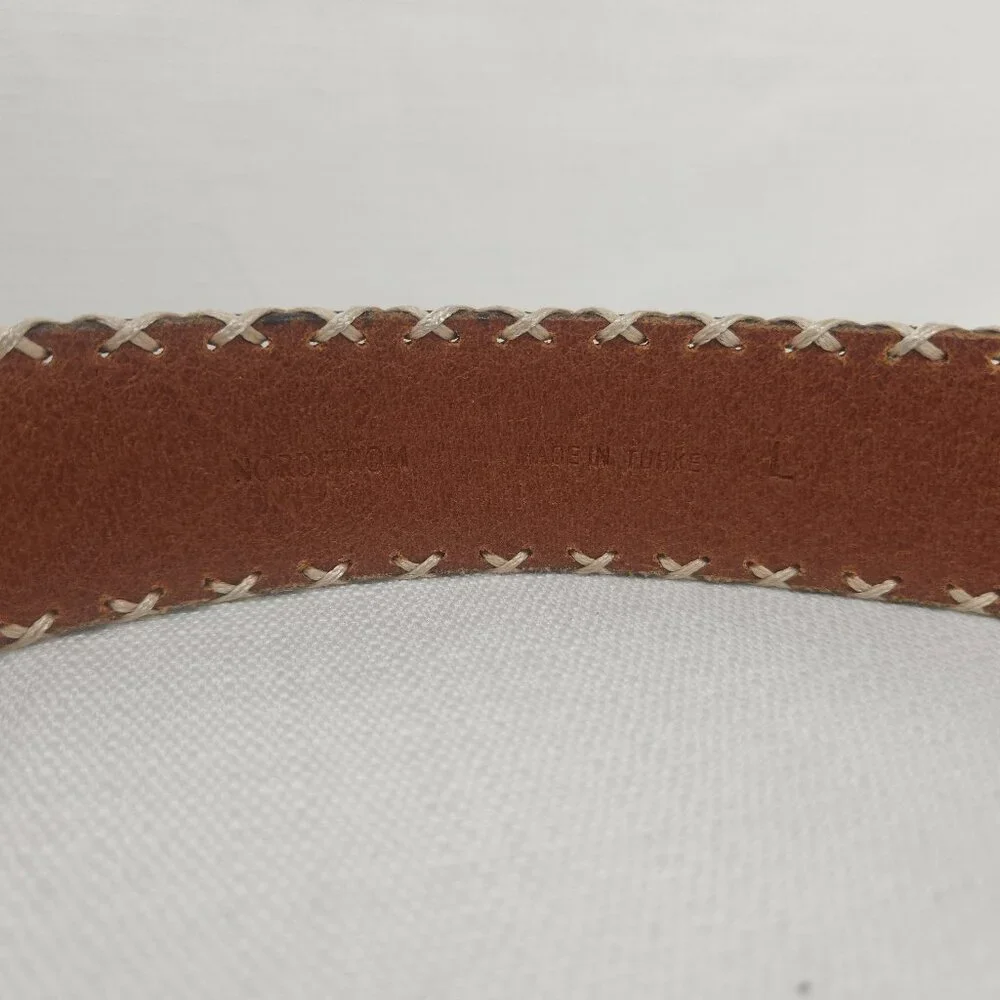 Nordstorm Girls Large Brown Western Wide Belt Braided Edges Leather